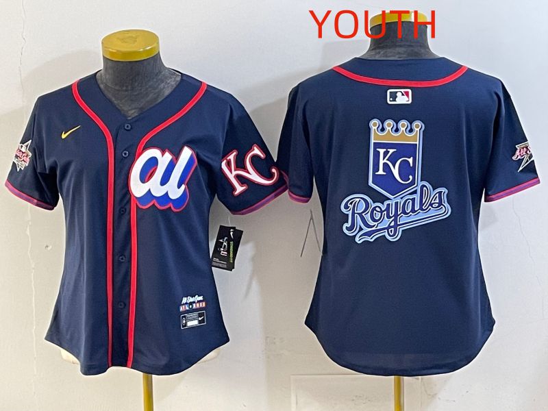 Youth 2025 Kansas City Royals Blank Drak Blue All star Nike MLB Jersey style 02->youth mlb jersey->Youth Jersey